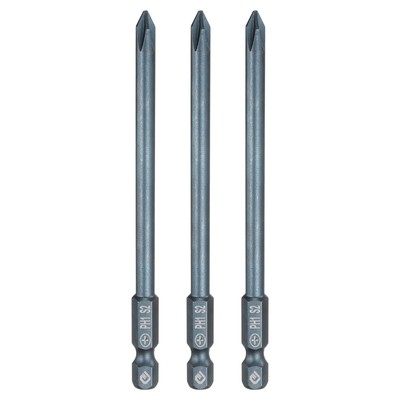 3pcs PH1 Phillips Screwdriver Bit 1/4'' Shank 4'' Long 0.2'' Rod Magnetic S2 Steel