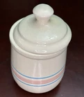 Vintage McCoy USA Pottery Blue & Pink Striped Canister #135 6"x4.25" Utensils