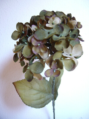 DEPOT Kunstblume  Stoffblume Langstiel Hortensie Grn Braun Stielblume 73  cm | eBay.de