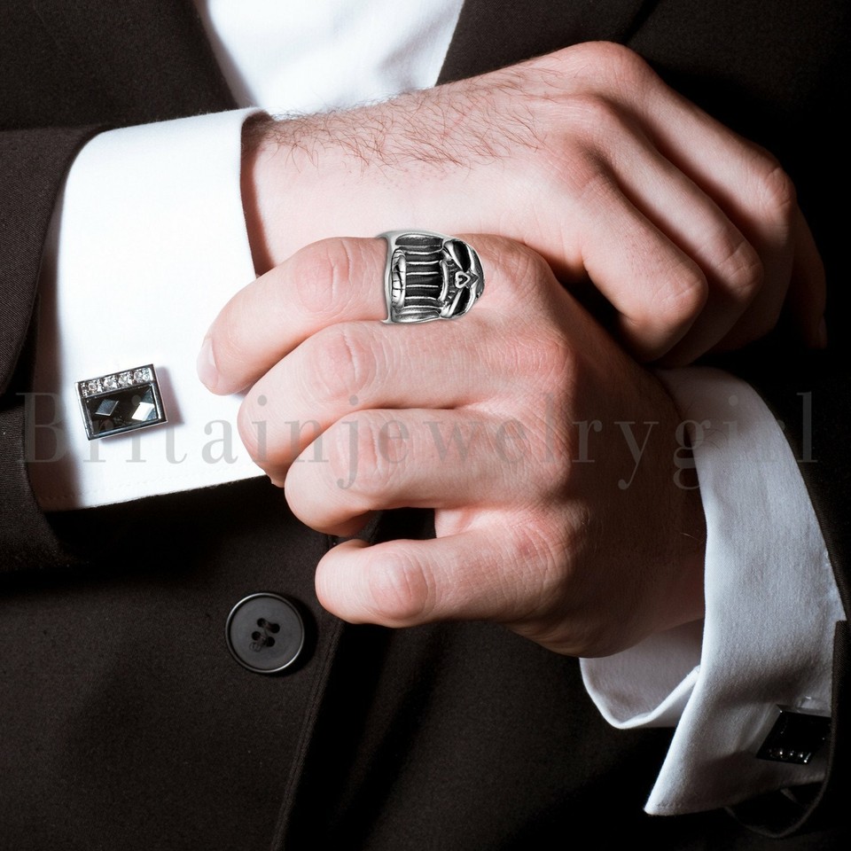 Gothic Punk Skull Ring With Bottle Opener – Stainless Steel, Sizes 7-13, Silver 7 thumbnail image