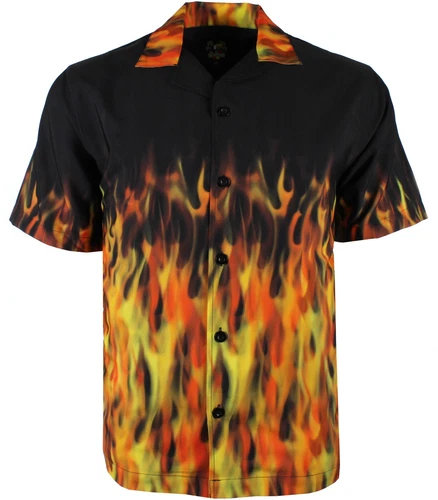 Benny's Red Flames Bowling Shirt - Picture 1 of 2