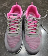 Skechers Women's Sz 8 Skech-knit Gel top Memory Foam Gray Pink Sneakers