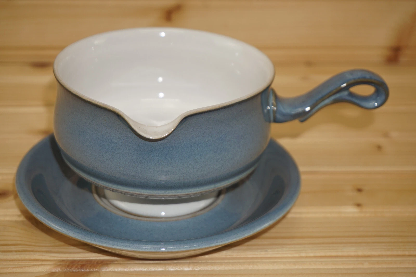 Denby Castile Blue Band Gravy Boat & Separate Underplate