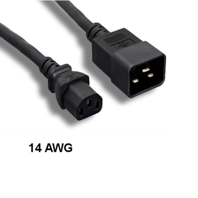 Kentek 6Ft IEC-60320 C13 to C20 AC Power Cable 14AWG 15A SJT for PDU UPS Server