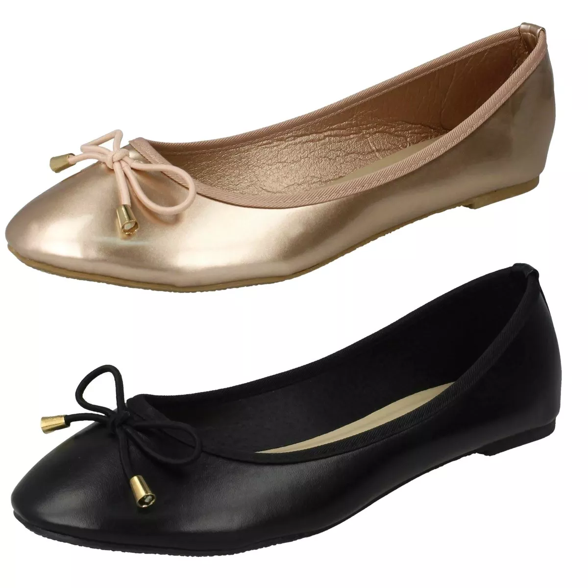 Spot On Ladies Slip On Black Ballet Pumps Casual flat Shoes