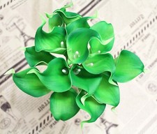 15 Green Bouquet Real Touch Calla Lily Flowers Bundle Artificial Floral