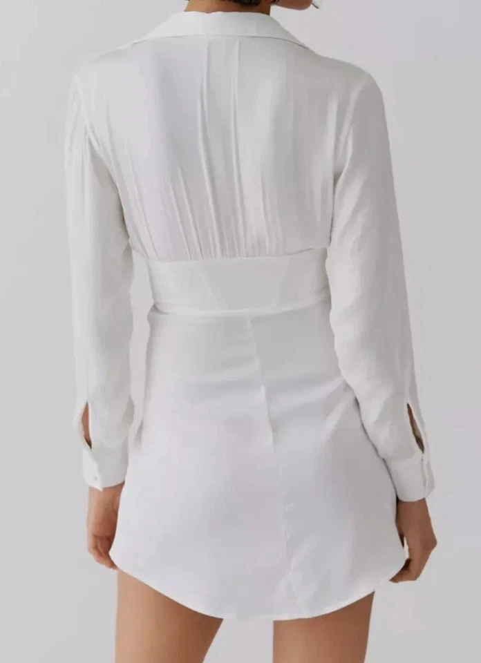 Vestido camisa espartilho Urban Outfitters Phoebe babydoll anos 90 Y2K carreira elástica tamanho XS - Imagem 2 de 4