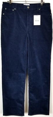 Rouge Paris Women Corduroy Pants Straight Leg Blue 44 US 12