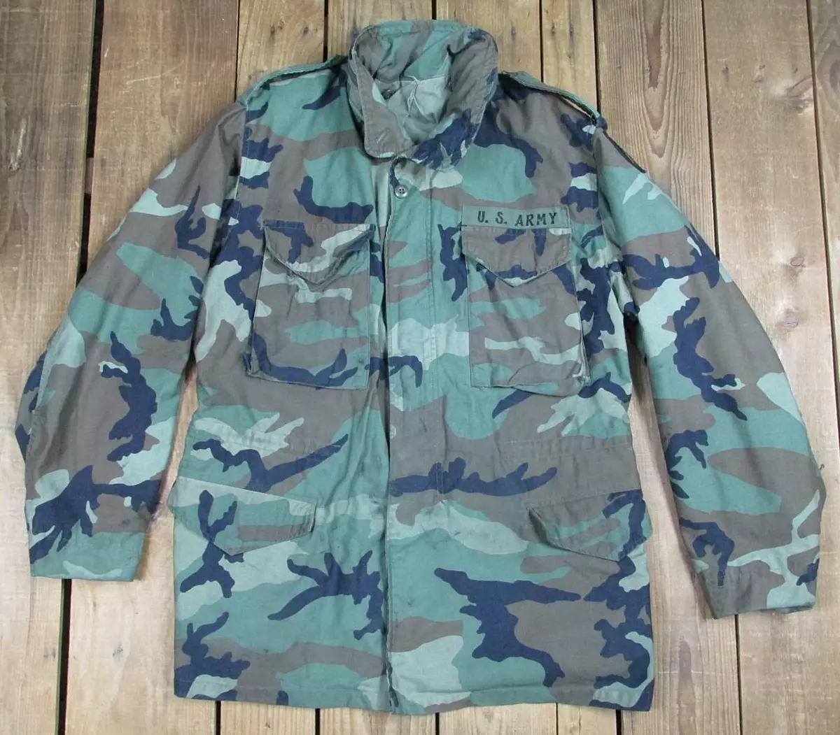 Vintage 1980s US Army M-65 Camouflage Field Jacket Military Cold Weather  Sz.Med