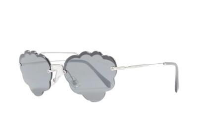 MIU MIU 58mm Irregular Sunglasses Dark Grey Flash Silver Authentic