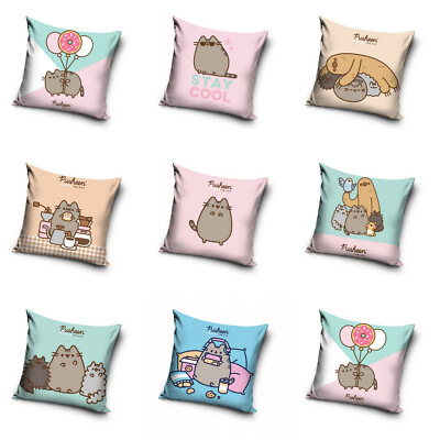 Pusheen Cat Motiv Kissenbezug Hülle Sofa Kinder 40x40 cm Katze Comic Tier