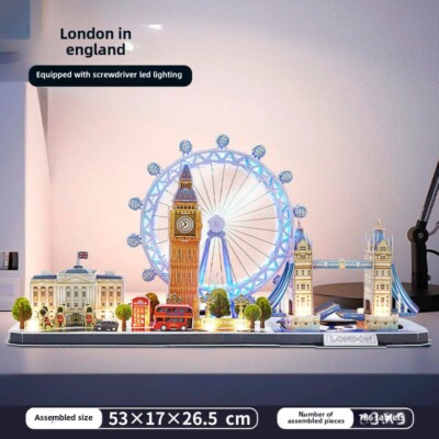 CubicFun LED London City Skyline Building 3D Puzzle Construction Bricks Set Toys