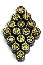 10 Sets Random ALL Gold Mix 11mm Real Rider Wheels w/ Rubber Tire Set For 1/64