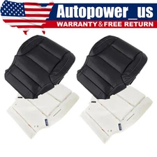 For 2014-19 Chevy Silverado Front Bottom Leather Seat Cover / Foam Cushion Black