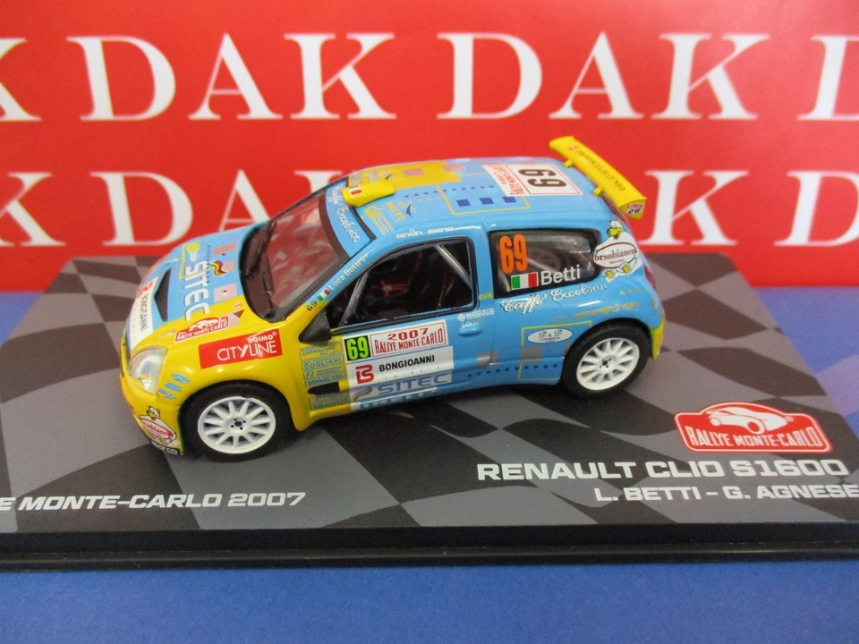 Die cast 1/43 Modellino Auto Renault Clio S1600 Rally Monte Carlo 2007 L. Betti - Immagine 2 di 4