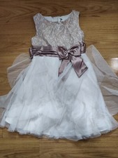 Rare Editions Girls Taupe Lace Formal Party Dress Size 8 NWT