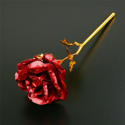 24k Gold Dipped Foil Rose Flower Valentine Day Lovers Mom Birthday Gift Bouquet