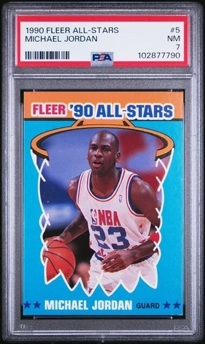 1990 Fleer Basketball MICHAEL JORDAN Chicago Bulls HOF Card ALL_STARS # 5 PSA 7