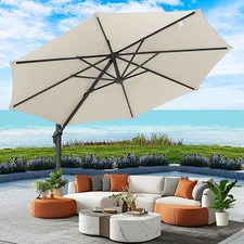 HOTIME 10ft Cantilever Offset Patio Umbrella Large Outdoor Umbrellas Heavy Duty