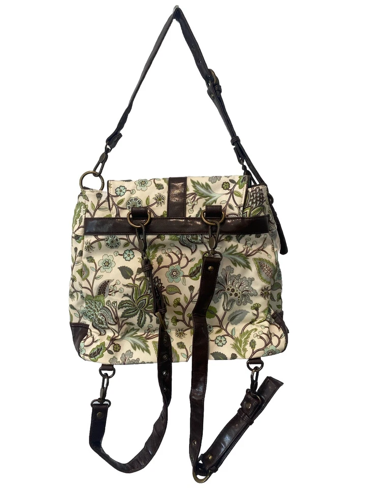 Gigi Hill LA Med-Lg 15" Floral Coated Canvas BackPack Sling Purse Shoulder Bag - Image 3 of 4