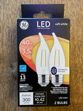 NEW Pack Of 2 - GE LED 40 Watt CAC 2700k 300 Lumens - Soft White Clear Finish