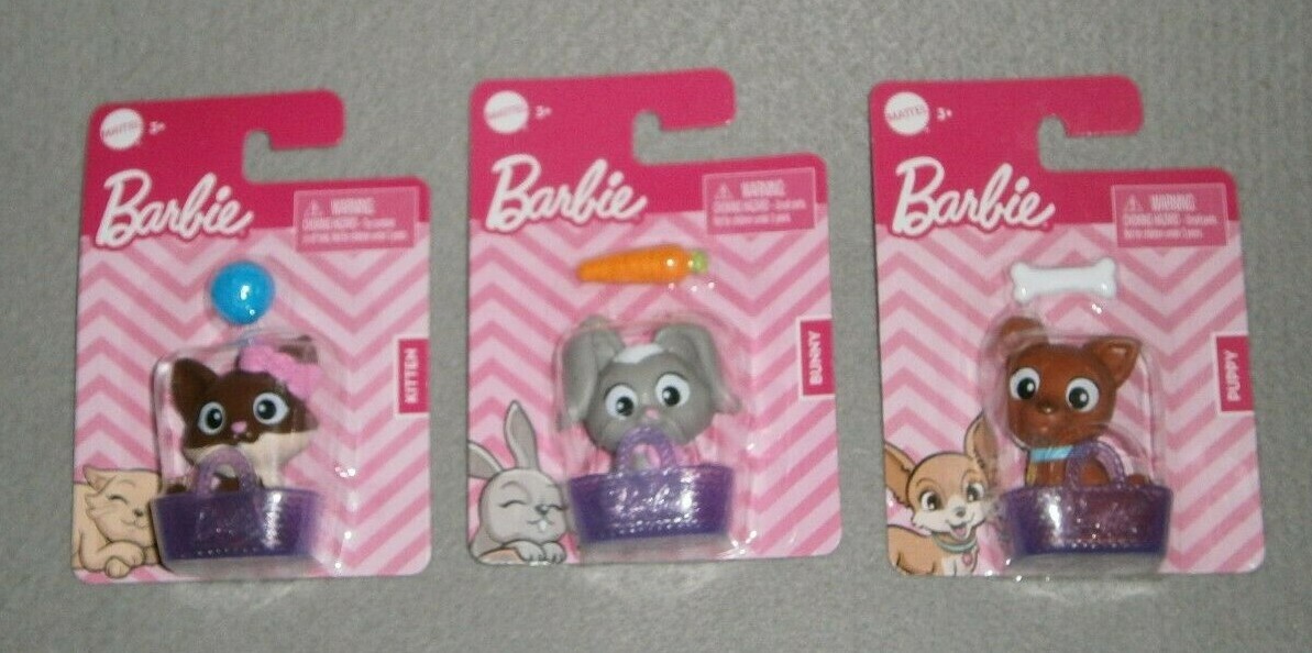 NEW NRFP! BARBIE PETS Lot of KITTEN, PUPPY BUNNY, ALL in