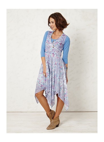 Though Braintree Dress Dharma Organic Wrap Dress Organic Cotton Blue - Picture 3 of 7
