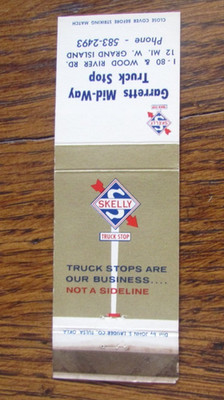 SKELLY GAS STATION MATCHBOOK COVER: GARRETTS GRAND ISLAND, NEBRASKA MATCHCOVER M