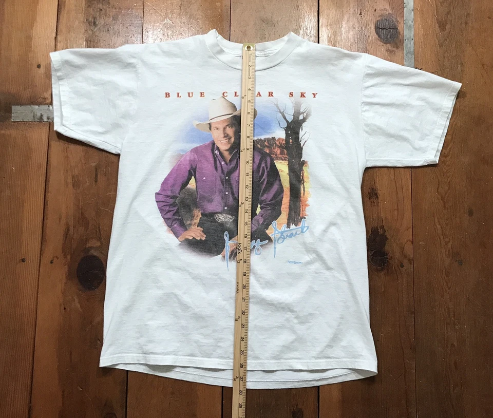 Camisa de Concierto George Strait Años 90 De Colección Para Hombres Grande 1996 Gira Azul Cielo Claro EE. UU. Foto 3 de 4