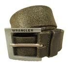 Vintage Patina Wrangler Leather Belt Size 40 Large Black Italy Silver Buckle
