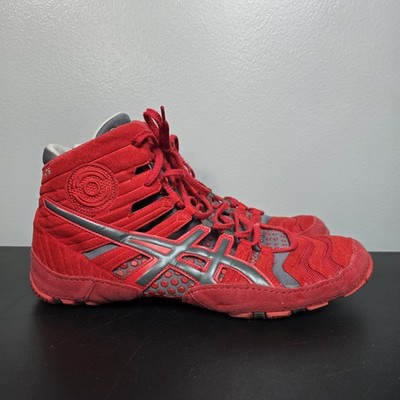 ASICS Shoes Mens 10.5 Red Dan Gable Ultimate Mat Wrestling Sneakers J500Y