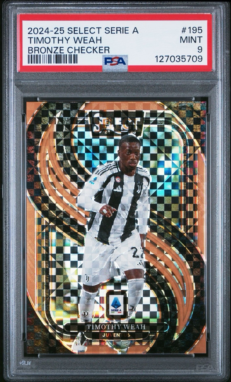 2024-25 Panini Select Serie a - Mezzanine Timothy Weah #195 Bronze /45 PSA 9 view 2