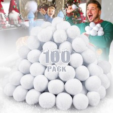 100 Pack Fake Snow Ball, 2-inch Indoor Snow Fight Ball Set, Soft Artificial S...