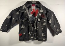 Disney Junior Minnie Mouse Toddler Girls Black Denim Jacket with Minnie pattern