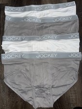 Jockey ~ 4-Pack Mens Brief Cotton Blend White Gray  ~ L (36-38)
