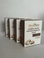 Amber Oudh Aromatherapy 5 OZ Soap Bars By Shea Olein, Organic, Lot Of 4