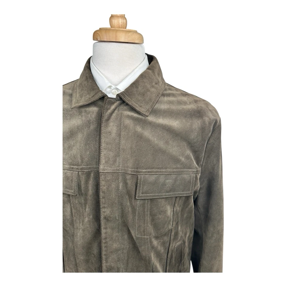 Chaqueta de camionero Vince marrón profundo de gamuza de becerro para hombre sin forro talla grande L como nueva Foto 3 de 4