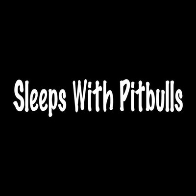 Sleeps With Pitbulls Pit Bull Dog Decal Sticker White Die Cut Vinyl