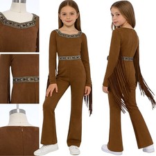 Girls Native Indian Fancy Costume Adventures Jumpsuit Performance Outfit Party