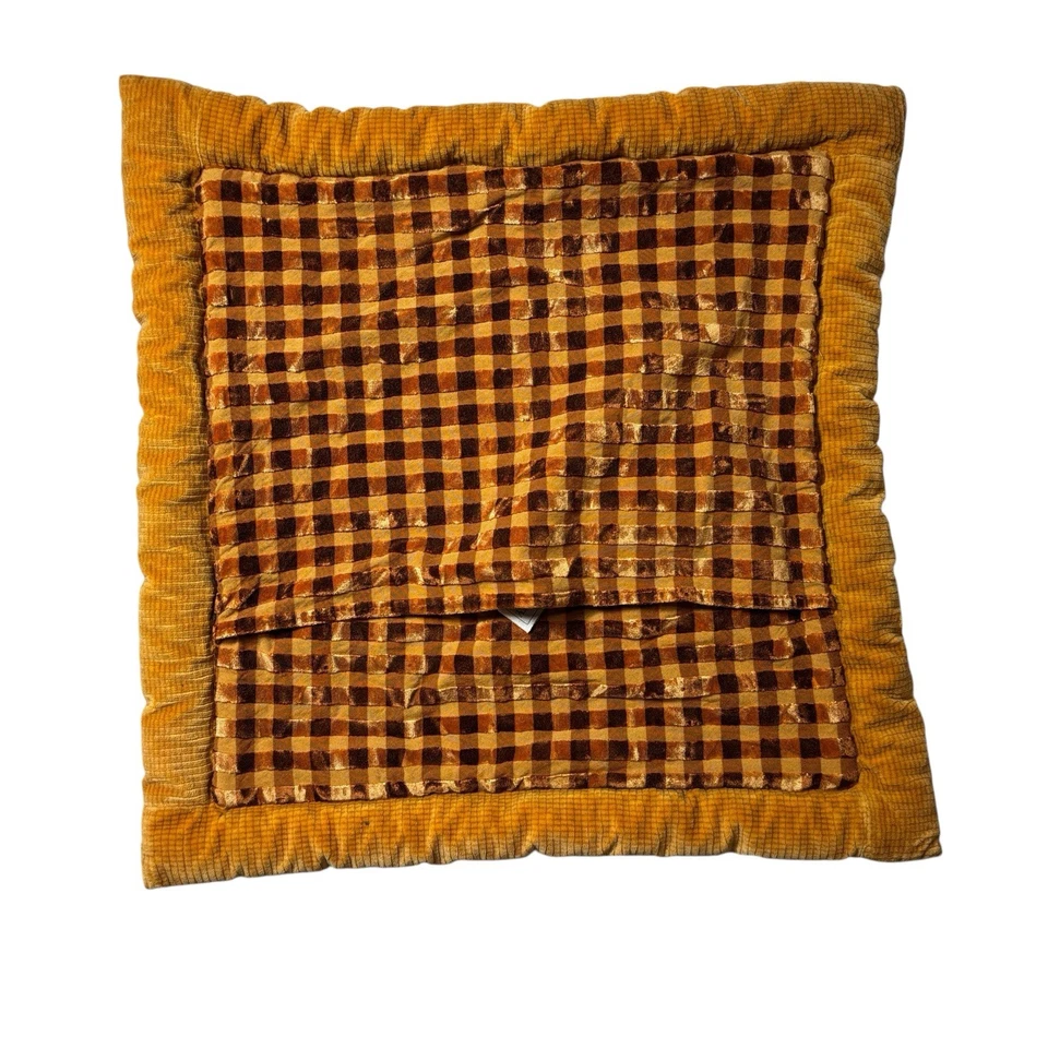 Pierre Frey Checkered Mustard Gold Fabric Pillow Cover - No Insert Included - Image 4 of 4
