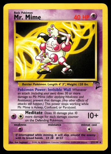 Mr. Mime 27/130 Rare Base Set 2 Pokemon LP