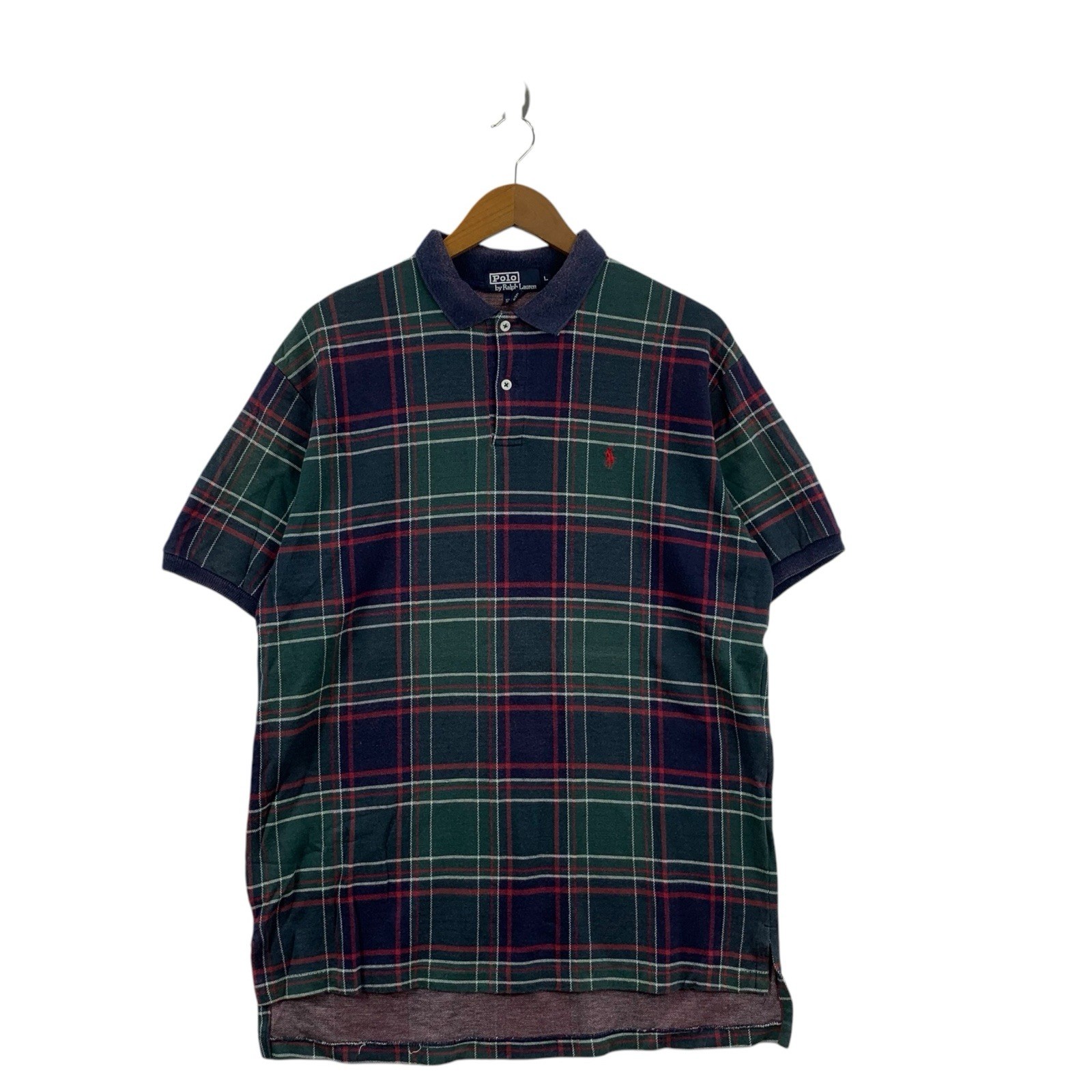 T shirt vintage POLO RALPH LAUREN tartan piccolo pony logo ricamato plaid