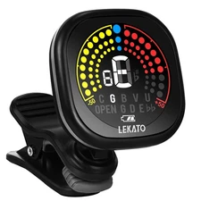 Rechargeable Clip On Chromatic Tuner for All Music Instrument, LCD Display, 360°