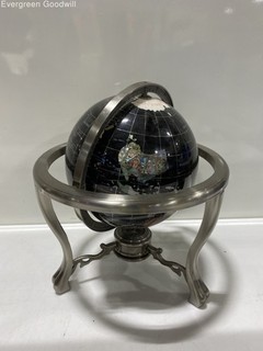 Unique Art branded 13 inch black onyx gemstone globe