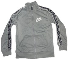 Nike Youth Track Jacket Full Zip Gray Logo Size M 5/6 Athletic