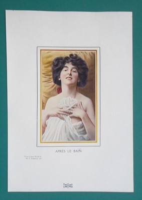 YOUNG WOMAN After Bath -1906 COLOR Print