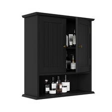 Black Wall Cabinet, Small, 2-Door Medicine Cabinet with Adjustable Shelves, O...