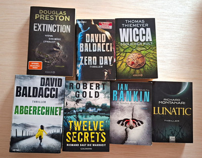 Thriller Taschenbuch-Konvolut 7 Bücher Deutsch | Preston, Baldacci, Thiemeyer