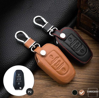 Leder Hülle für Opel Autoschlüssel Hellbraun Key Fob Cover + Karabiner Tasche