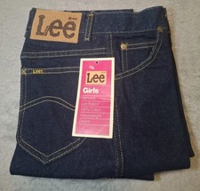 Vintage LEE Girls' Rider Dark Denim Straight Leg Jeans Size 12 Slim NWT See Desc